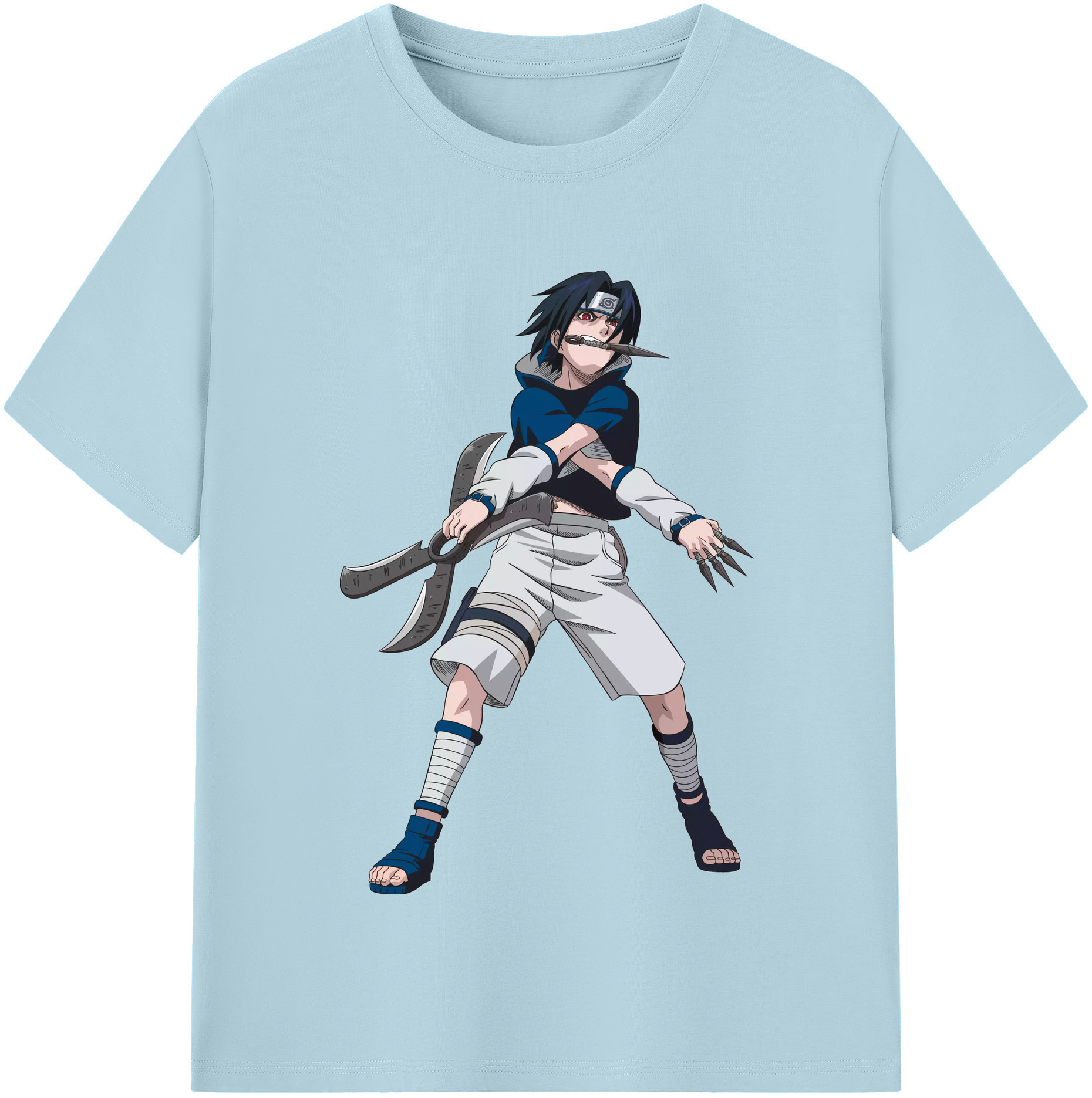 （画像用） NARUTO -ナルト- うちは サスケ Uchiha Sasuke 綿100％半袖Tシャツ（フロントプリント）